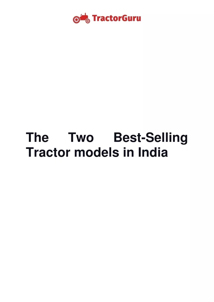 the tractor models in india