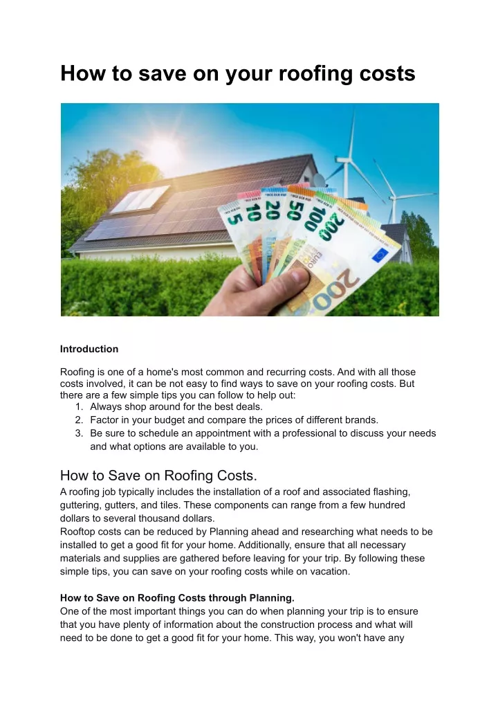 how to save on your roofing costs