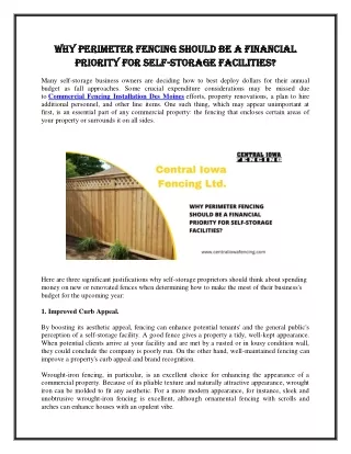 why perimeter fencing should be a financial
