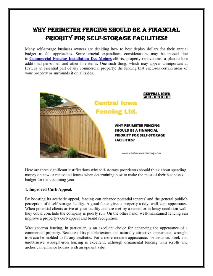 why perimeter fencing should be a financial