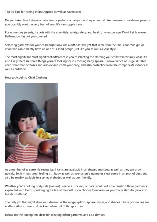 top 10 tips for picking infant apparel as well