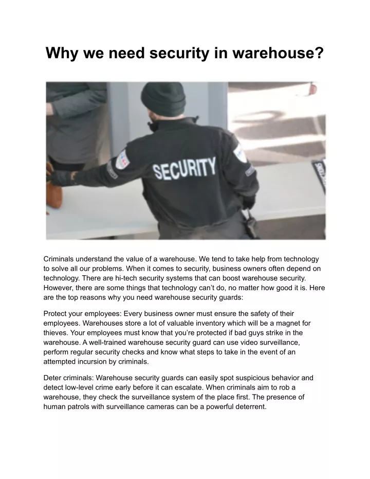 why we need security in warehouse