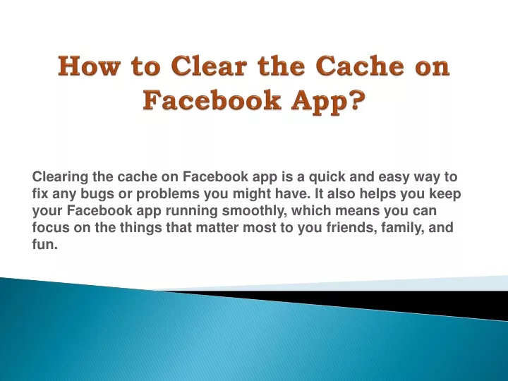 how to clear the cache on facebook app