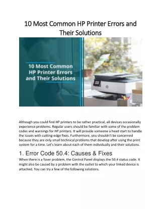 10 most common hp printer errors and 10 most
