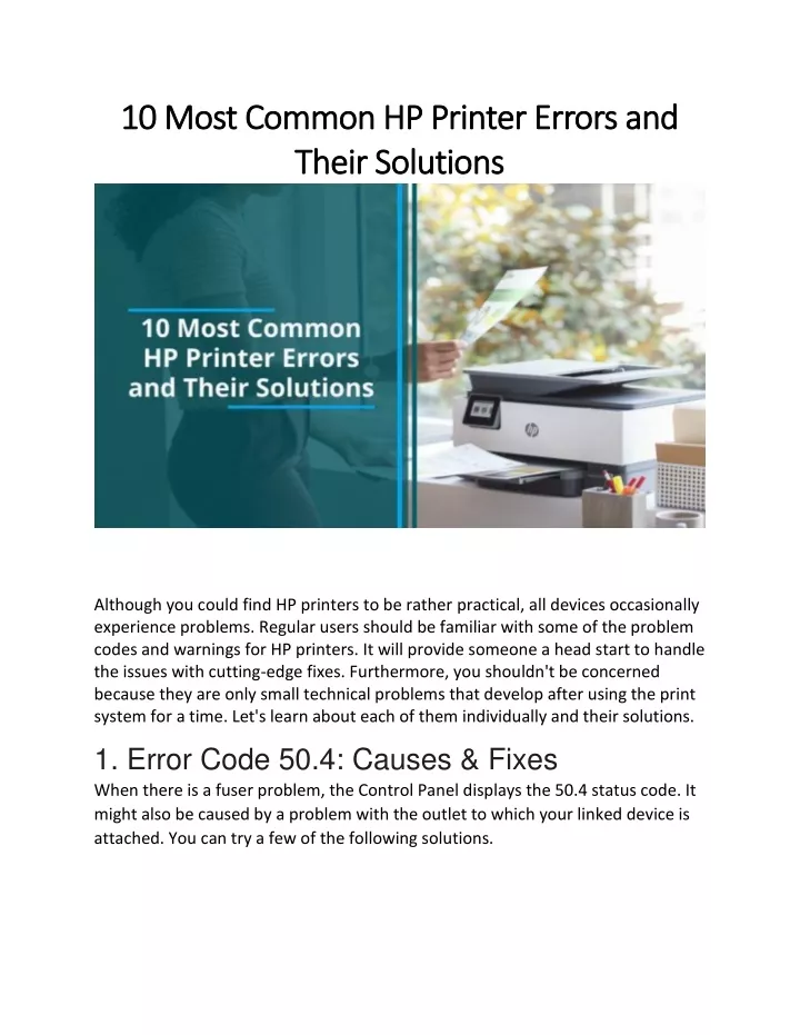 10 most common hp printer errors and 10 most