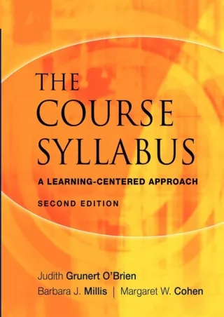 READ  The Course Syllabus A Learning Centered Approach