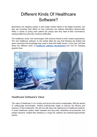 different kinds of healthcare software
