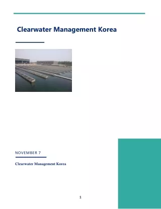 Clearwater Korea Management Overview of Korea's Water Resources