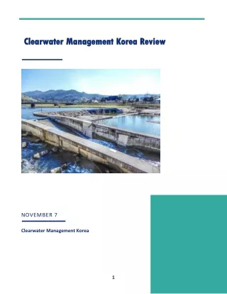 Clearwater Management Korea Korean Water Management Challenges, Objectives, and Initiatives