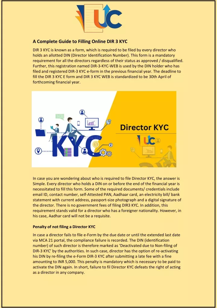 a complete guide to filling online dir 3 kyc