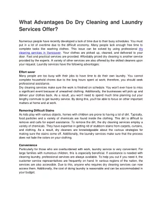 What Advantages Do Dry Cleaning and Laundry Services Offer