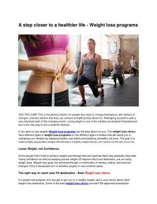 A step closer to a healthier life - Weight loss programs - Copy