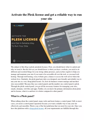 activate the plesk license and get a reliable