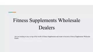 Fitness Supplements Wholesale Dealers