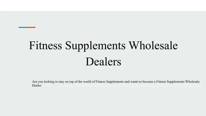 fitness supplements wholesale dealers