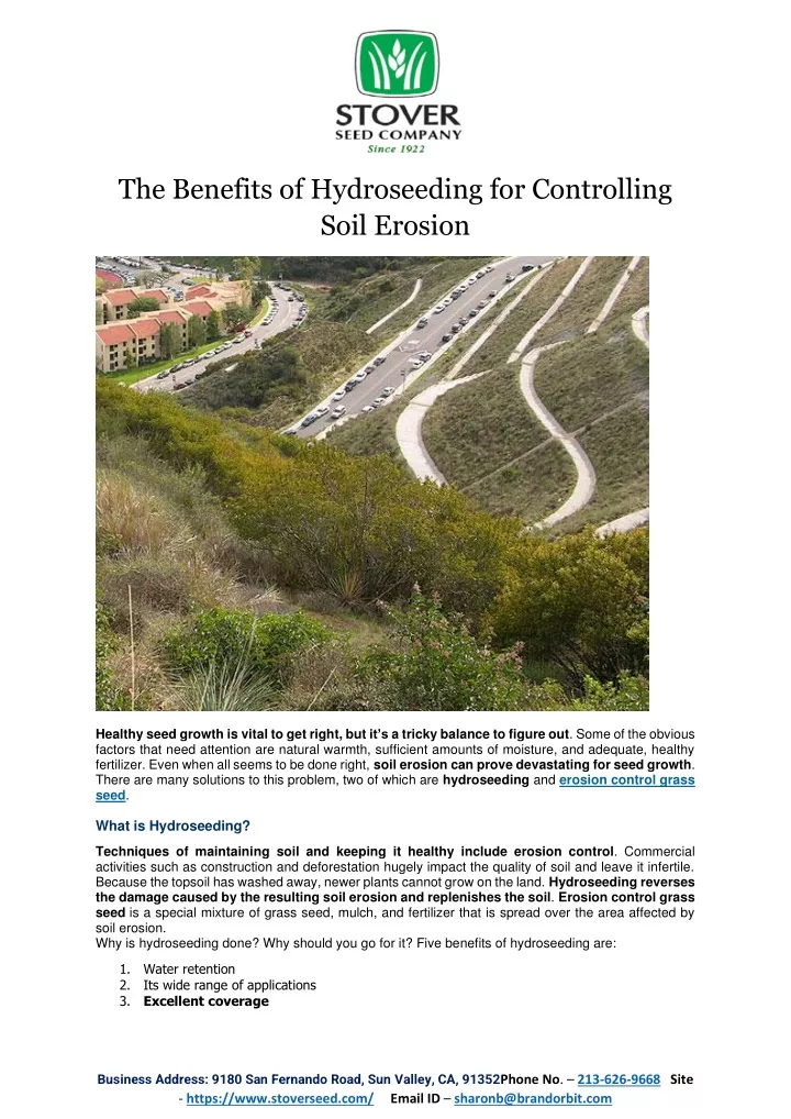 the benefits of hydroseeding for controlling soil