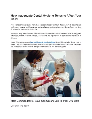 How Inadequate Dental Hygiene Tends to Affect Your Child