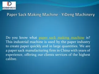 Paper Sack Making Machine - YiDeng Machinery