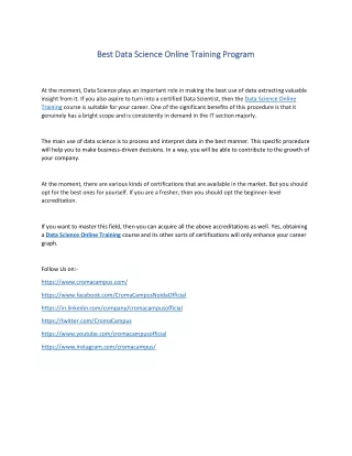Best Data Science Online Training Program