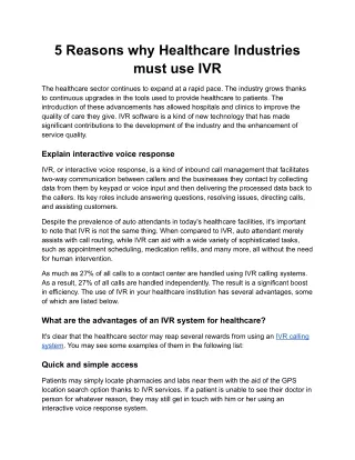 5 reasons why healthcare industries must use ivr