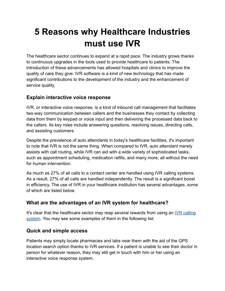 5 reasons why healthcare industries must use ivr