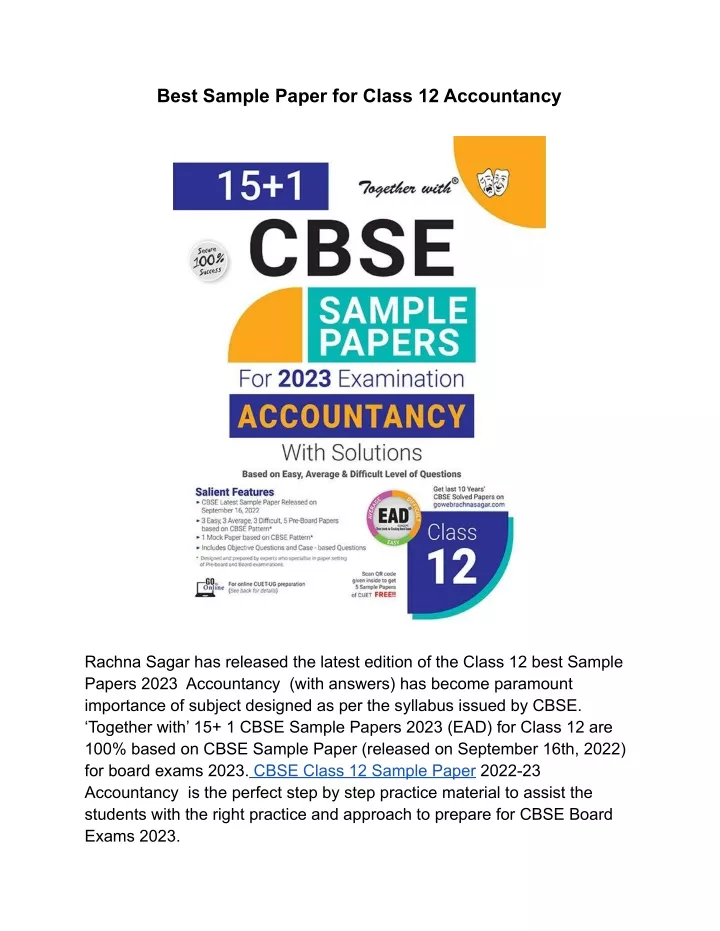 best sample paper for class 12 accountancy