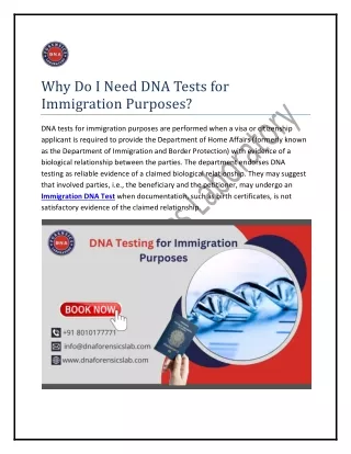 Why Do You Need DNA Tests for Immigration Purposes?