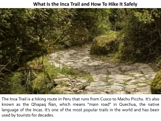 What Is the Inca Trail and How To Hike It Safely?
