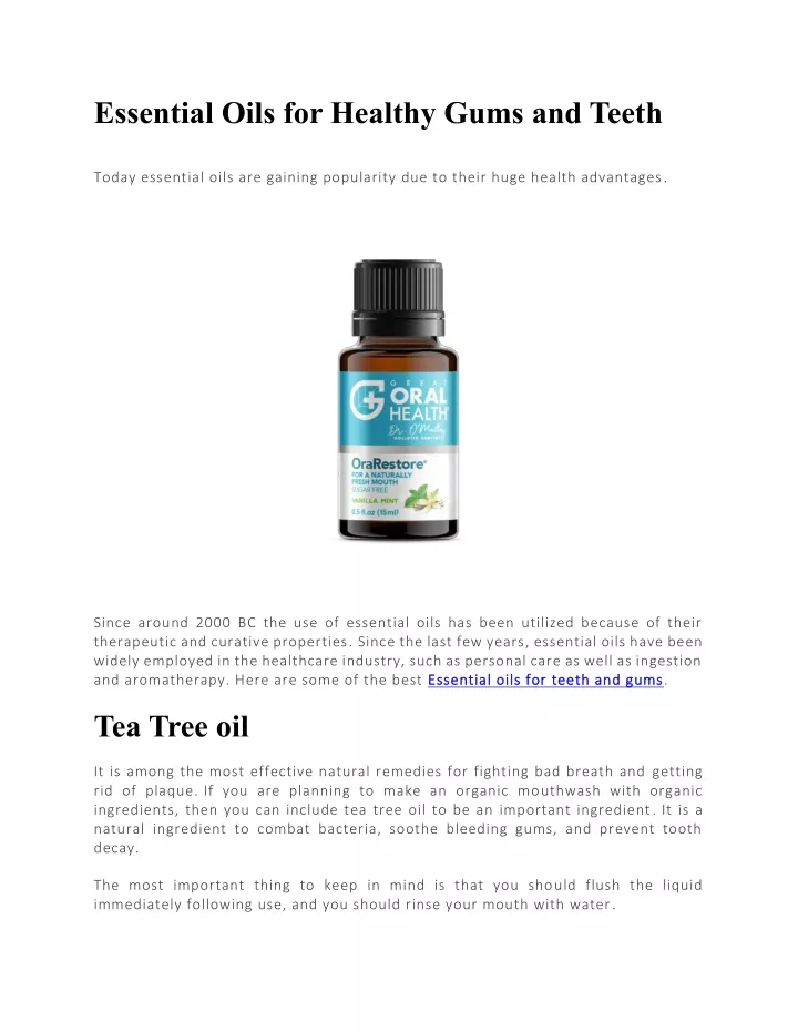 essential oils for healthy gums and teeth