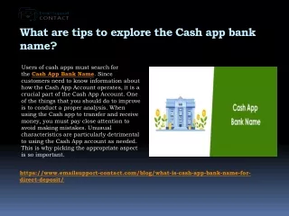 What are tips to explore the Cash app bank name?