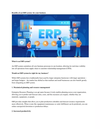 benefits of an erp system for your business