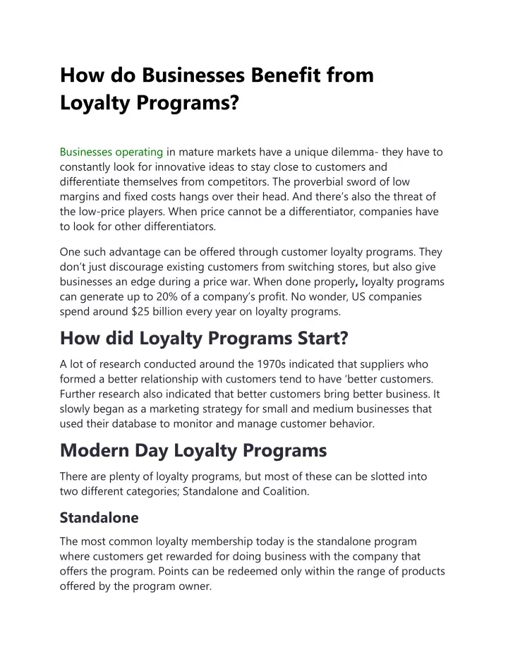 how do businesses benefit from loyalty programs