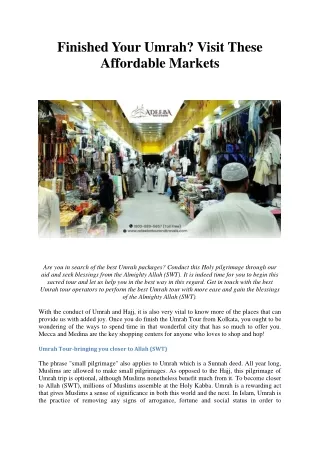 Finished Your Umrah Visit These Affordable Markets
