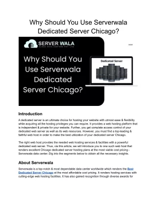 why should you use serverwala dedicated server