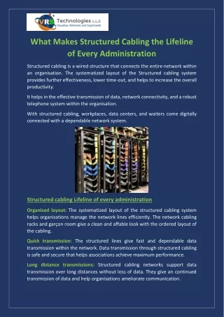 what makes structured cabling the lifeline