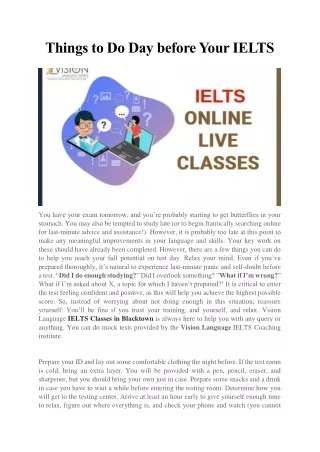things to do day before your ielts