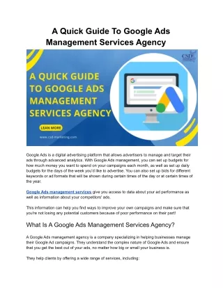 a quick guide to google ads management services
