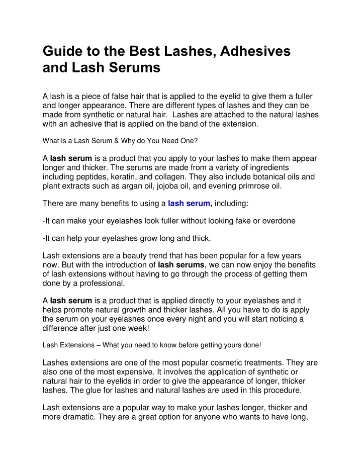 Ppt Guide To The Best Lashes Adhesives And Lash Serums Powerpoint