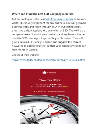 Where can I find the best SEO Company in Kerala