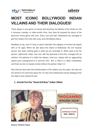 MOST ICONIC BOLLYWOOD INDIAN VILLAINS AND THEIR DIALOGUES
