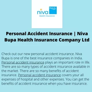 Personal Accident Insurance  Niva Bupa Health Insurance Company Ltd