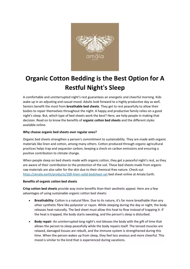 organic cotton bedding is the best option
