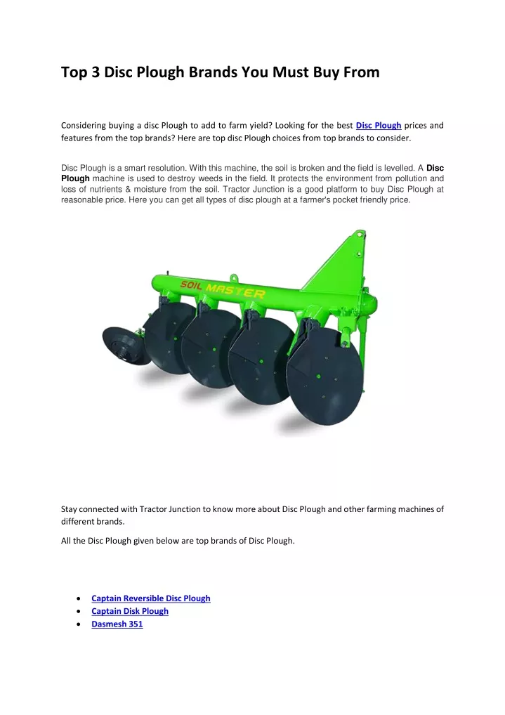 top 3 disc plough brands you must buy from