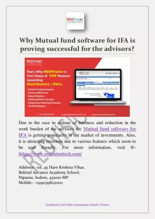 why mutual fund software for ifa is proving