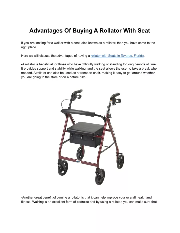 advantages of buying a rollator with seat