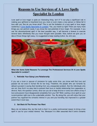 Reasons to Use Services of A Love Spells Specialist In London
