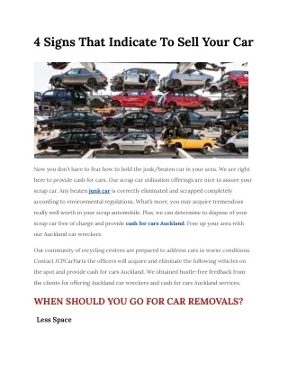 4 Signs That Indicate To Sell Your Car