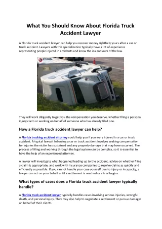 What You Should Know About Florida Truck Accident Lawyer