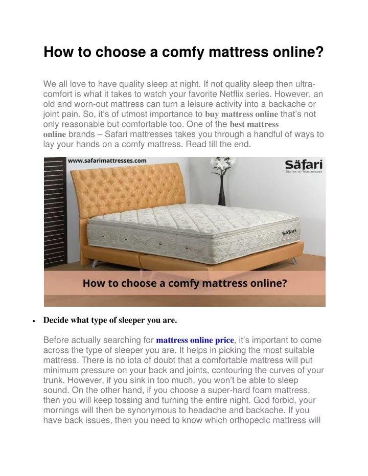 how to choose a comfy mattress online