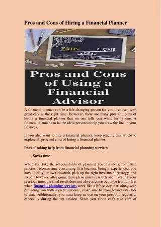 pros and cons of hiring a financial planner